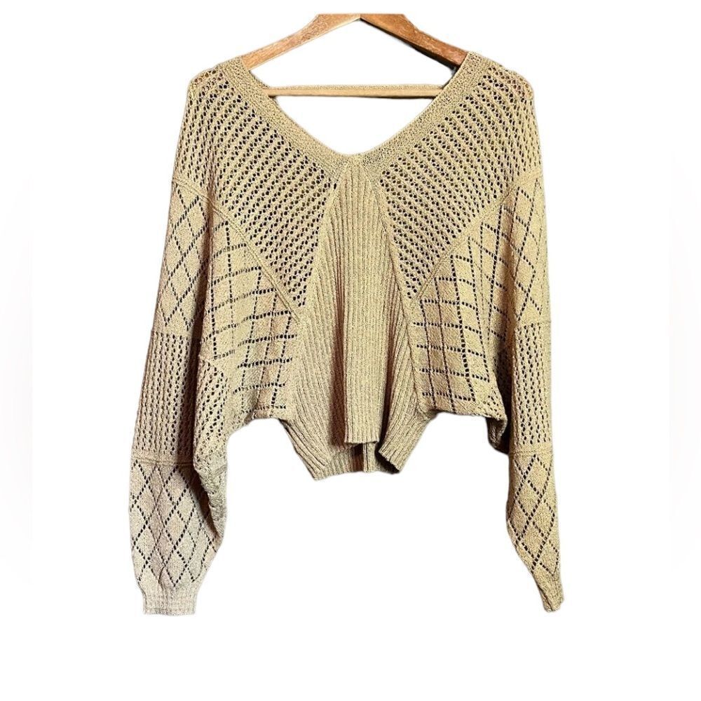 NWT! Thinkable gold crochet knit sweater